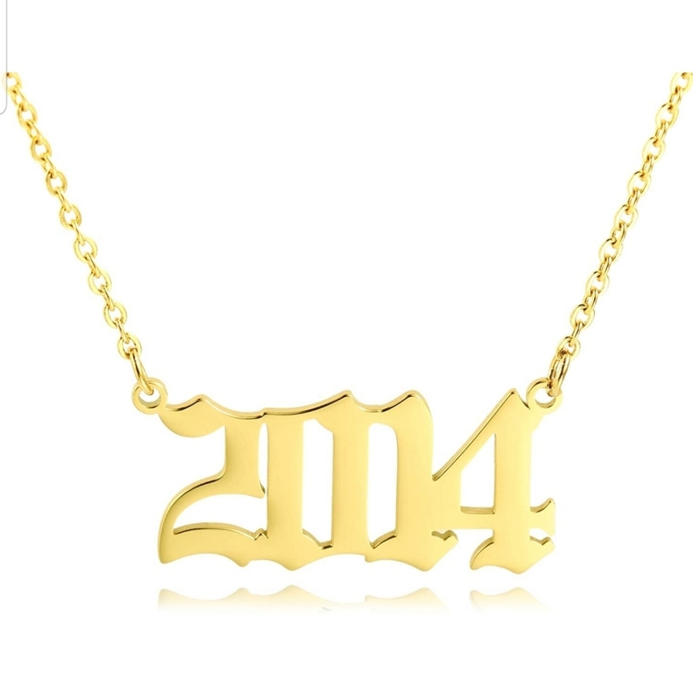 18K Rose Gold Plated Old English Number Pendant Necklace